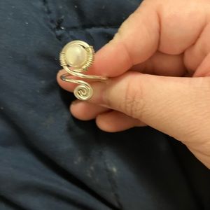 Silver pearl ring size 5
